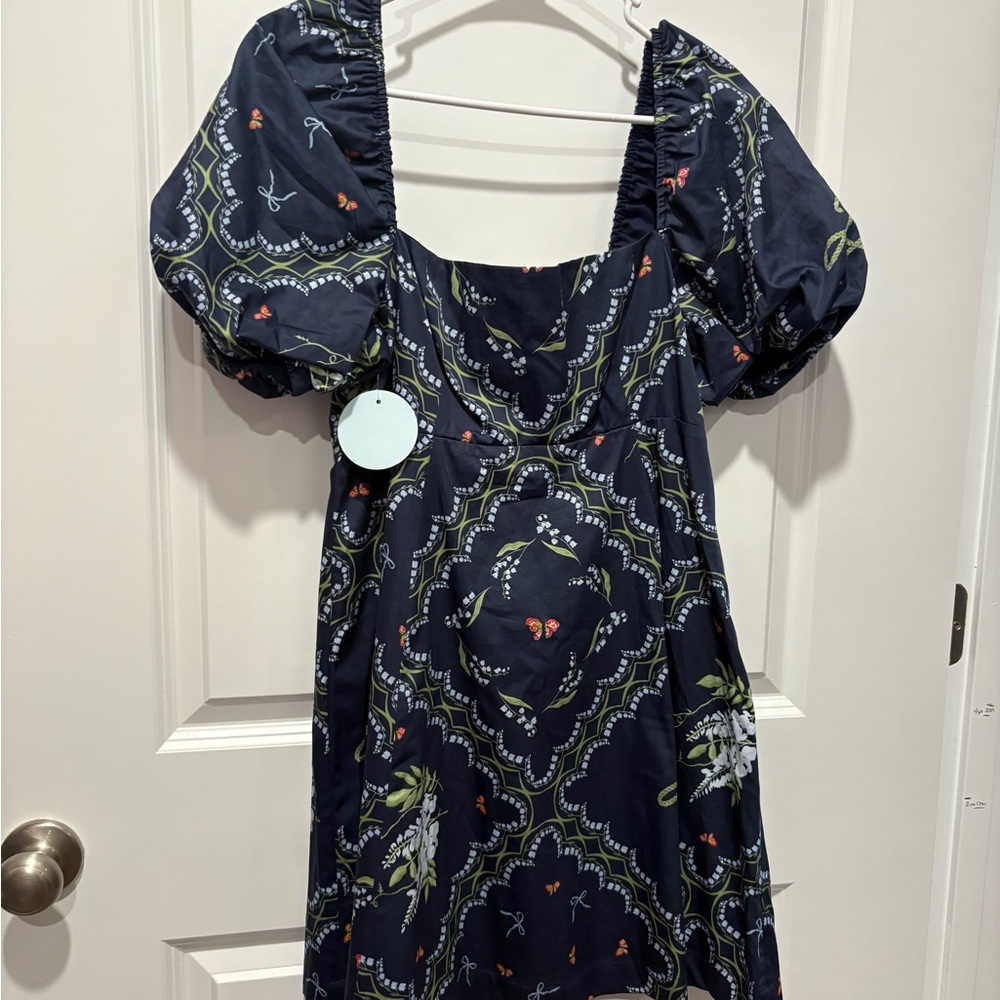 Hill House Navy Blue Dress with Floral Pattern Matilda Dress
